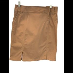 J Crew Women’s Cotton Spandex Tan Pencil Skirt Front Slits Pockets Size 8